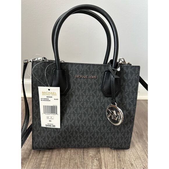NWT Michael Kors Mercer Medium Logo and Leather Accordion Crossbody Bag - Picture 5 of 13